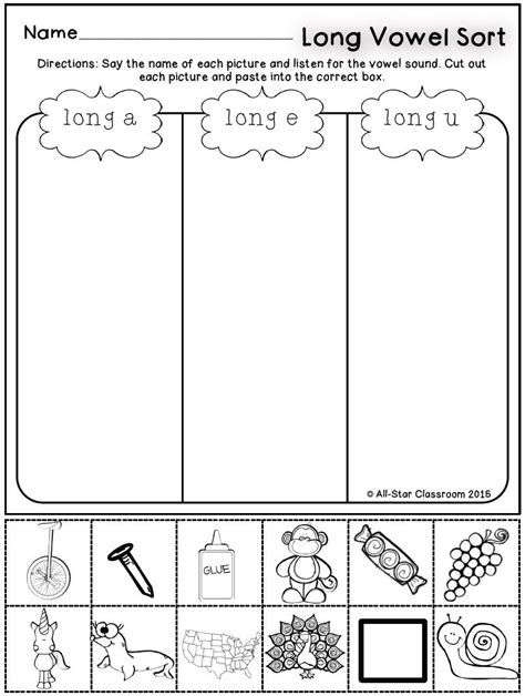 Long Vowel Word Sorts Printables