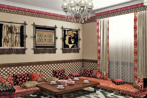 A room decorated in Kazakh style