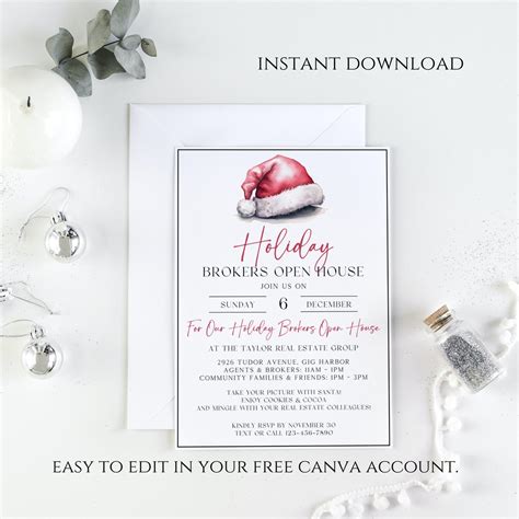 Editable Office Christmas Party Invitation Template Printable Etsy