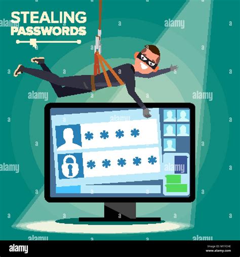 Hacker Stealing Password Vector Thief Character Crack Personal