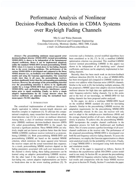 Performance Analysis Of Nonlinear Decision Feedback Detection In Cdma