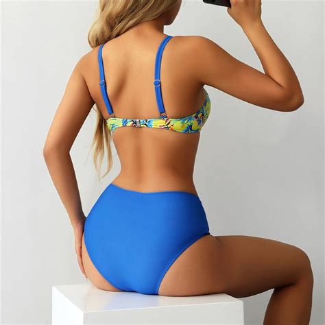 Buy High Waist Bikini Women Swimwear Push Up Swimsuit Print Bathing