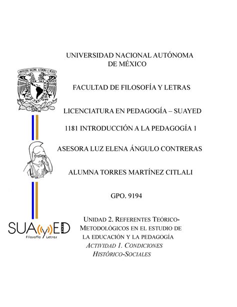 Condiciones Historico Sociales Universidad Nacional Aut Noma De