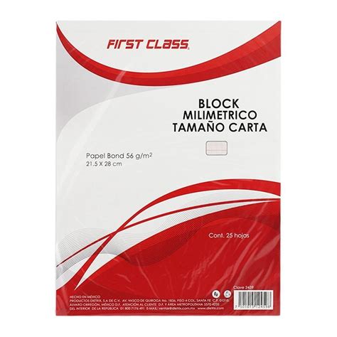 Block Milimétrico First Class Tamaño Carta Con 25 Hojas Walmart