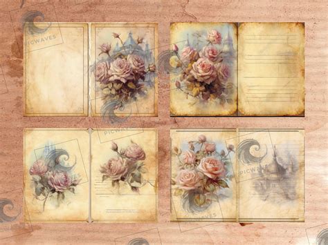 Pink Rose Junk Journal Pages 25 Pink Rose Gothic Papers Printable Pink