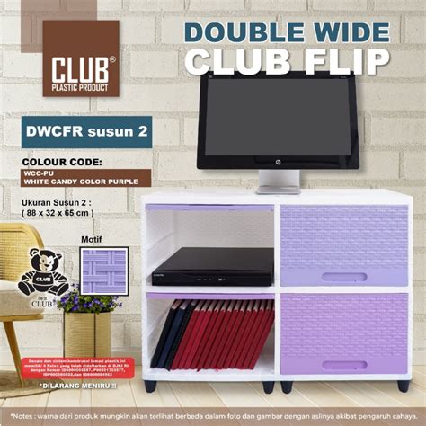 Jual Lemari Double Wide Club Flip Susun Rak Plastik Tv Monitor Lebar