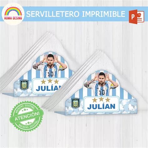 Servilletero Imprimible Editable Argentina Campe N En Venta En General