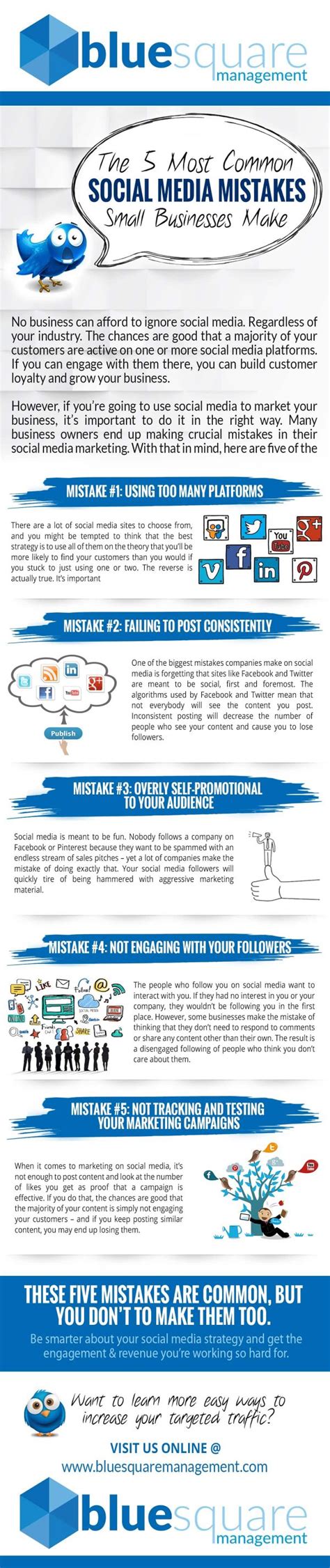 Top Most Common Social Media Mistakes Small Businesses Make Infographic