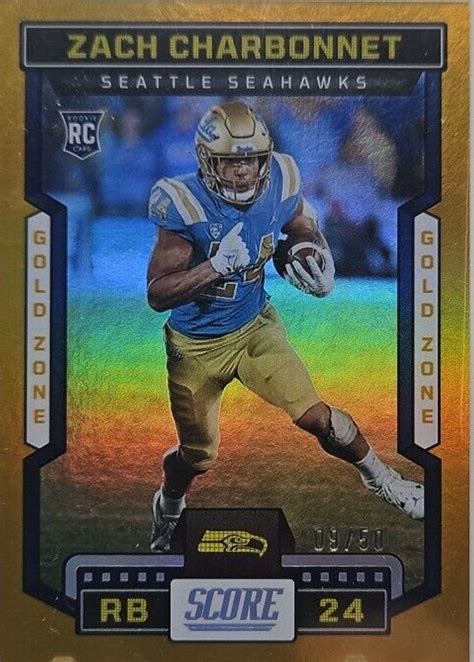 Zach Charbonnet Score Rookie Signatures Gold Zone Price