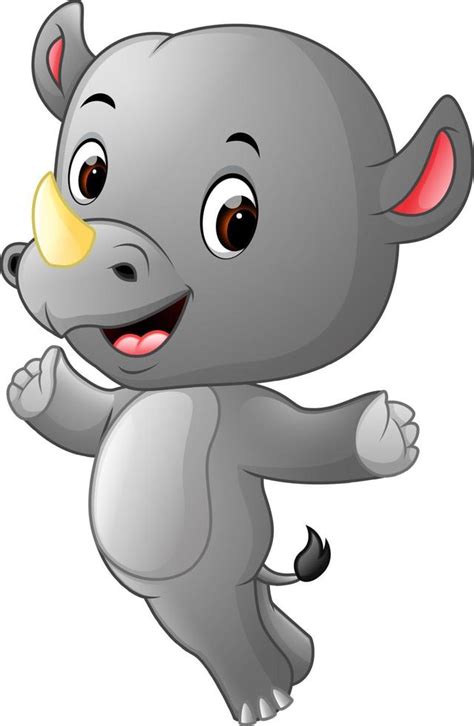 Cute Happy Rhino Jumping 10300957 Vector Art At Vecteezy