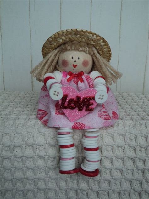 Valentine Doll With Button Arms And Legs Etsy Homemade Dolls Dolls