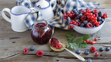 Wallpaper Fruit Breakfast Raspberries Blueberries Cherries Food