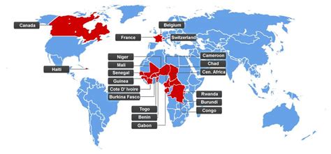 francophone countries map labels educational resources picstank