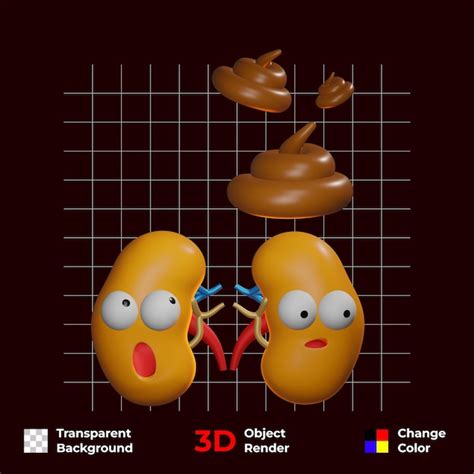 Personaje divertido 3d gratis de riñones humanos órganos internos fondo