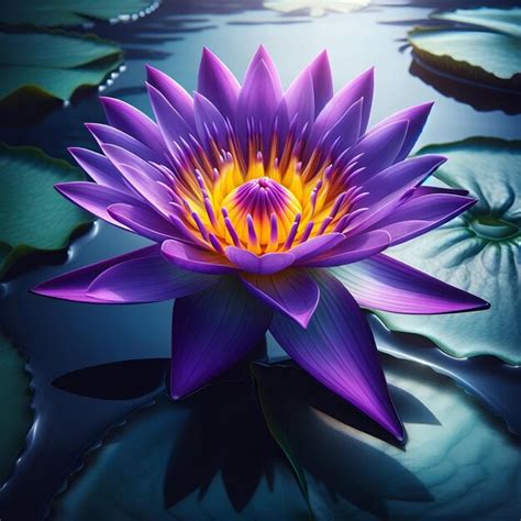 Purple Lotus Flower On Water