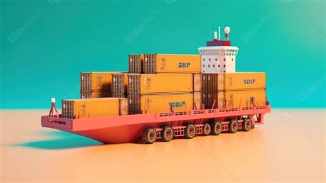 Shipping Container Ship With International Logistics Delivery Boxes In