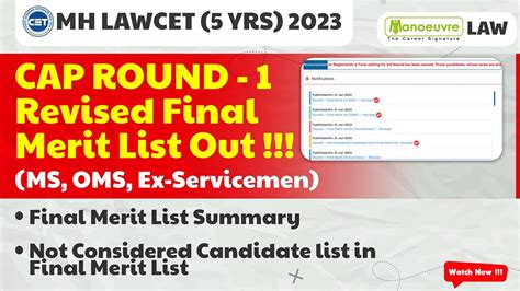 Mh Lawcet Yrs Revised Final Merit List Out New