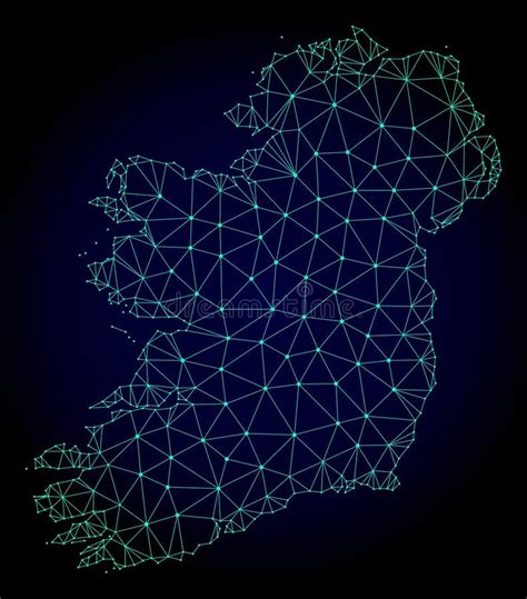 Rede Poligonal Mesh Vetora Map Da Ilha Da Irlanda Ilustra O Do Vetor