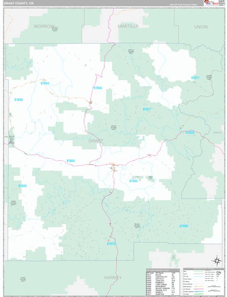 Grant County, OR Wall Map Premium Style by MarketMAPS - MapSales