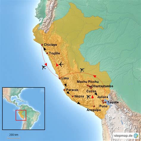 StepMap Peru Rundreise Landkarte für Peru