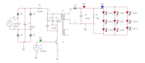 Copy Of Led Drive Circuit Using Flyback Converter Multisim Live