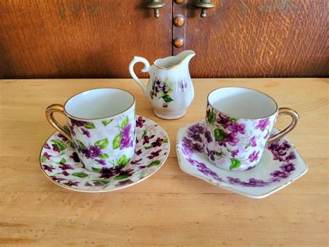 Mismatched 5 Piece Violet Demitasse Set Vintage Etsy