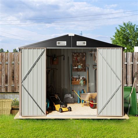 Aoxun 8 X 6 Outdoor Storage Shed Metal Shed With Lockable Door For