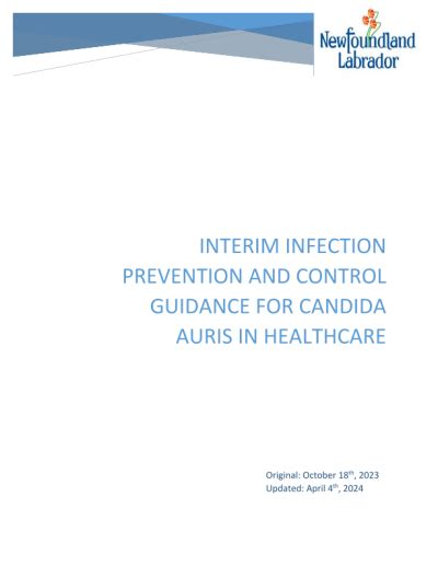 Interim Infection Prevention And Control Guidance For Candida Auris In Healthcare Facilities