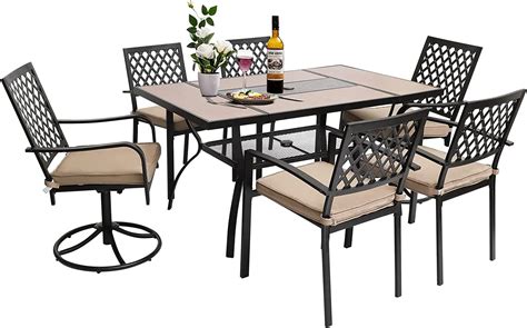 Titimo 7 Piece Cast Iron Patio Dining Sets With 4 Steel