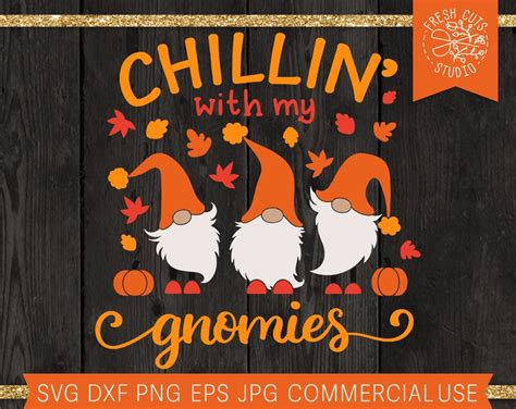 Fall Gnomies SVG Chilling With My Gnomies Svg Cut File For Etsy