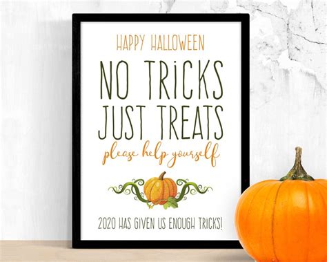 Trick or Treat Sign Printable Funny Halloween Candy Print | Etsy