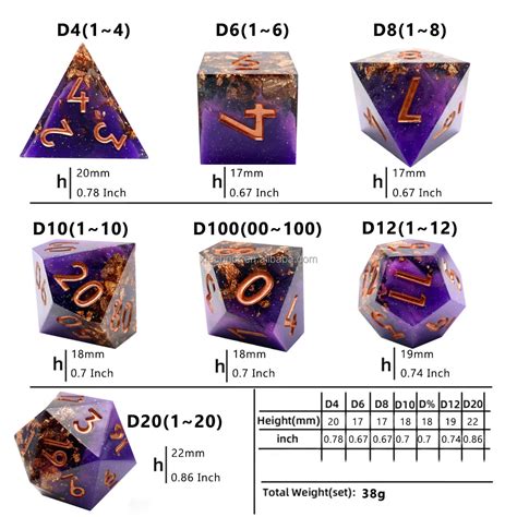 Rpg Dice For Role Playing Table Game Polyhedral Resin Dnd Dice Set