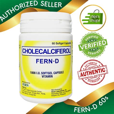 Original FERN D Vitamin D3 Cholecalciferol 1 000 IU 60 Softgel Capsules