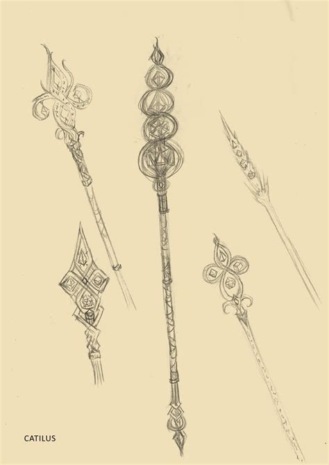 [OC] [ART] Concept Art: Magic Staff Heads – by Catilus : r/DnD