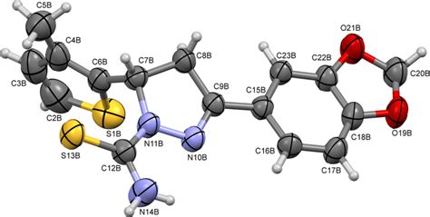 Ortep Of The Molecule B With Thermal Ellipsoids Drawn At