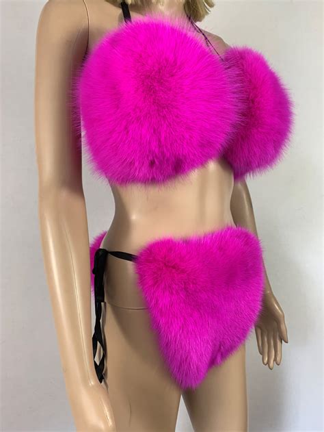 Arctic Fox Fur Bikini Double Sided Fur Two Pieces Bikini Fur Etsy