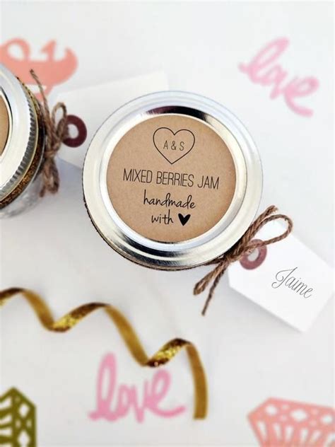 Mixed Berries Jam Wedding Favor Labels With Heart And Initials Handmade