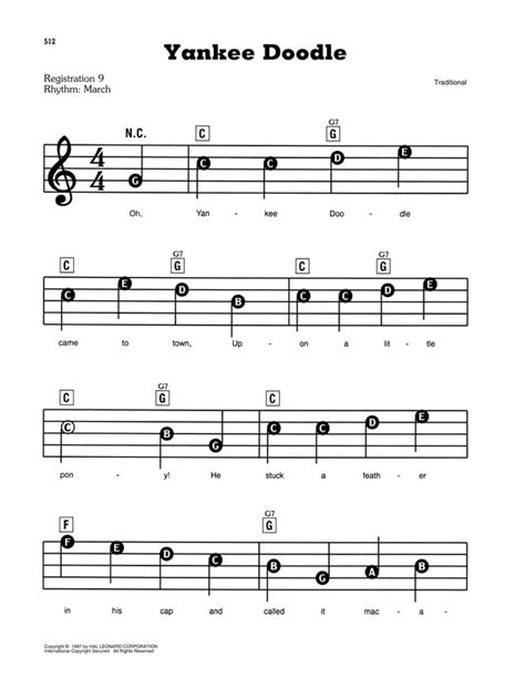 Yankee Doodle Guitar Chords