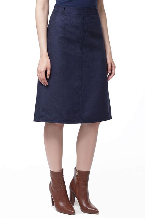 Трапециевидная юбка из искусственной замши с посадкой на талии. Боковые ...