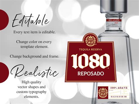 1800 Reposado Tequila Label For Customization Printable And Etsy