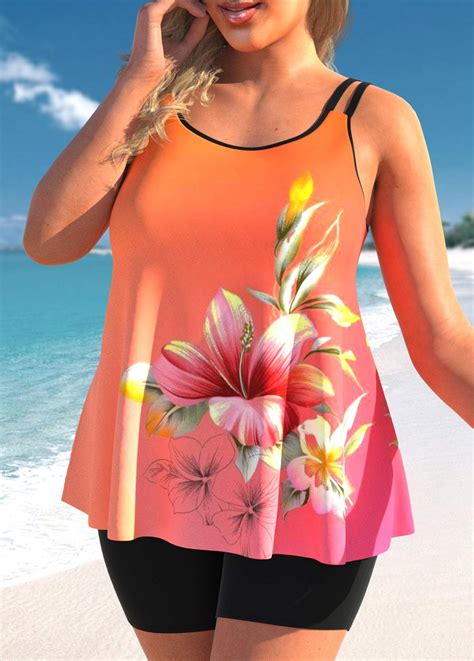 Floral Print Multi Color Tankini Top Usd 39 98