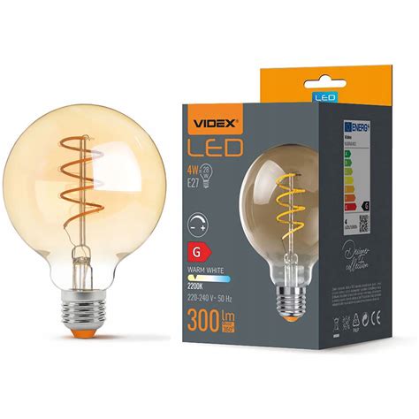 Żarówka Led E27 G95 4w 2200k Filament Ściemnialna Vidled1420 Amber