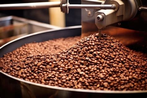 Premium Ai Image Coffee Beans Tumbling In A Roasting Machine