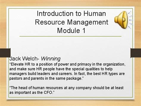 Introduction To Human Resource Management Module Jack