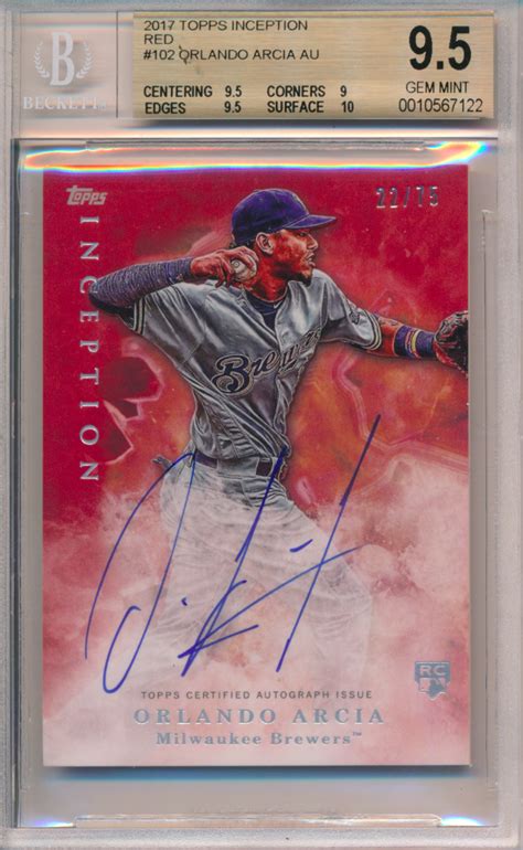 Topps Inception Orlando Arcia Autograph Red Beckett Gem