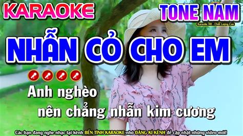 Nhẫn Cỏ Cho Em Karaoke Nhạc Sống Tone Nam Bến Tình Karaoke YouTube