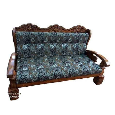 Rexin Seater Blue Teak Wood Sofa At Rs In Madurai Id