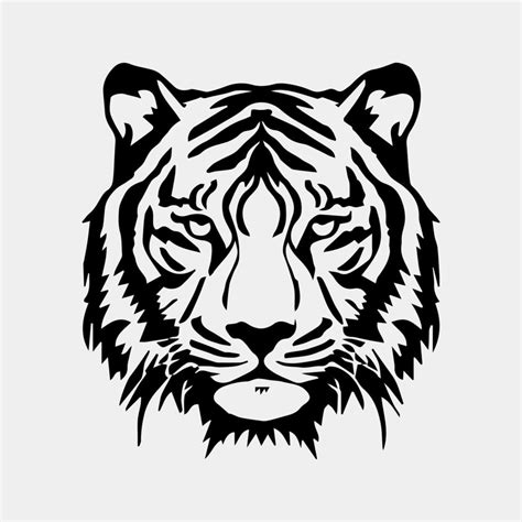 A Black And White Vector Of A Tiger S Face 21193511 Vector Art At Vecteezy