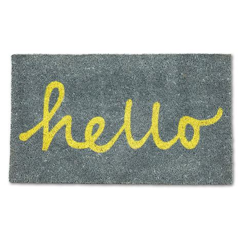 Abbott 35 Pfwge 6561 Collection Coir Grey And Yellow Hello Doormat