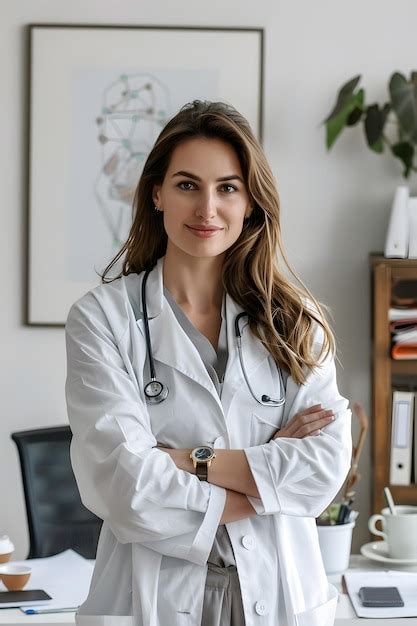 Premium Photo Portrait Of Smiling Female Doctor With Stethoscope